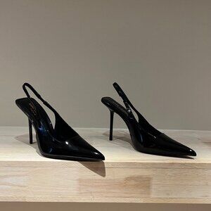 YSL Woman’s Shoes Size 9 VENDOME SLINGBACK PUMPS IN GLAZED LEATHER
